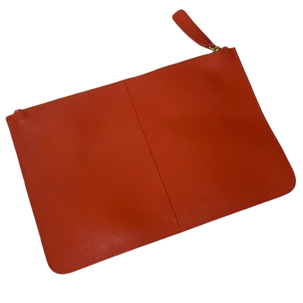 NEW Isabella Anselmi Designer Leather Coral Cosmetic Bag Purse Insert Zipper